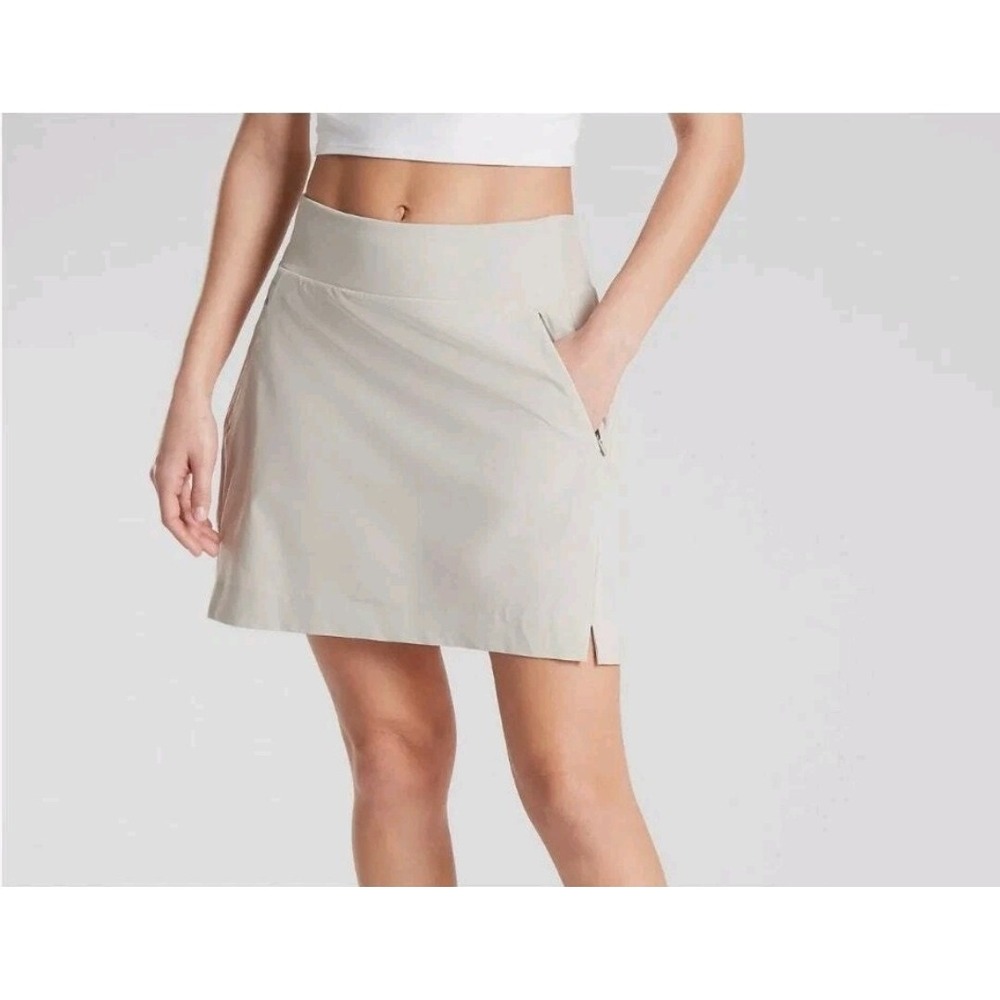 Athleta Soho Skort Size 8 Beige Khaki High Rise Athletic Golf Tennis Skirt